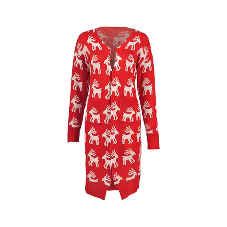 Wholesale Fashion Custom Midi Loose Leopard Print Women Cadigan Outwear Open Knitted Sweater Long Cardigans