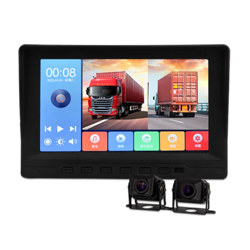 Backup Camera Kit 7 inch 4 Spilt Monitor with IP 67 Waterproof 18 IR Night Vision Car Camera for Tucks Vehicle security system