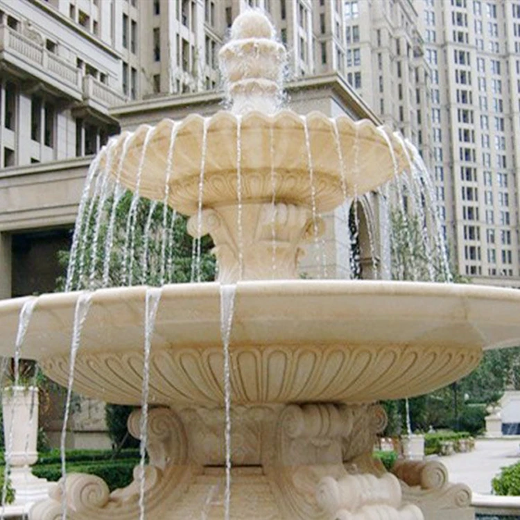 Great quality nature granite stone water garden fountain with fish and swan statue sculpture