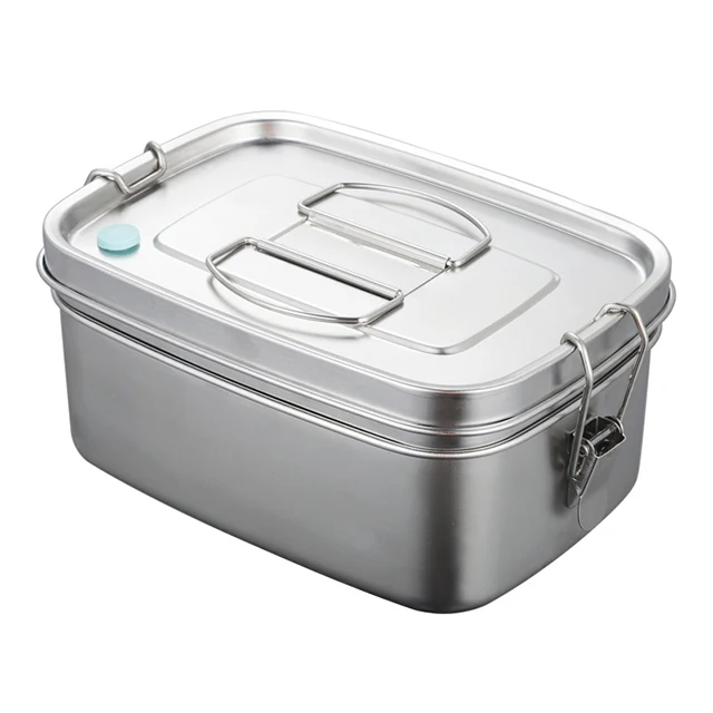 Wholesale microwavable 2 layer stainless steel snack bento lunch box with handle