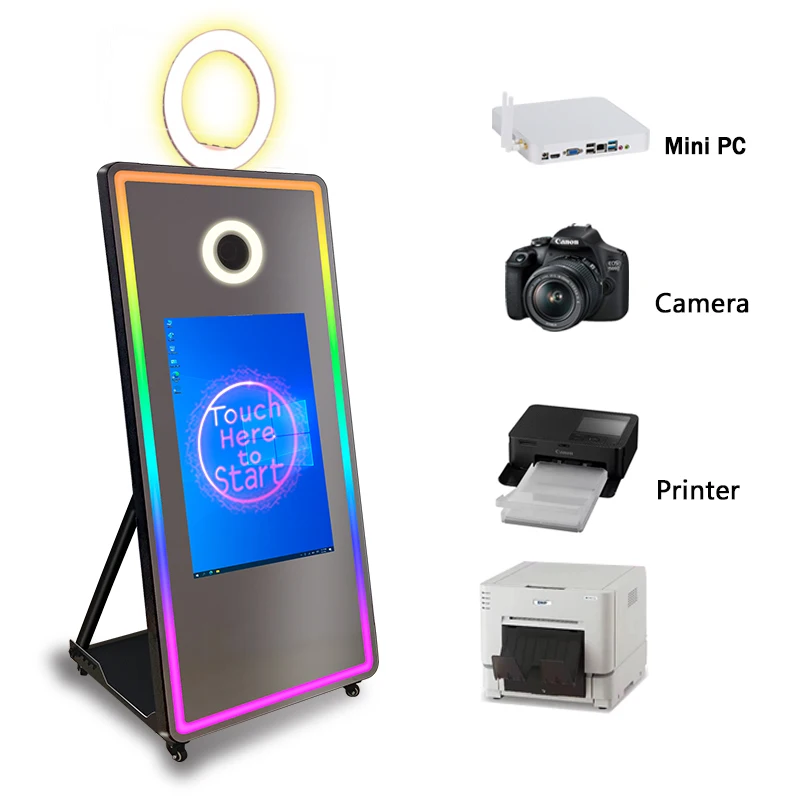 Outstanding Mirror Photo Booth Led Frame Camera Wedding Selfie Magic Mirror Photo Booth Customized Photos