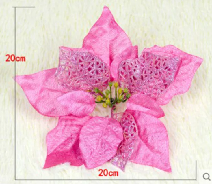 Wholesale Christmas Decor Tree Ornaments Artificial Red Velvet Poinsettia