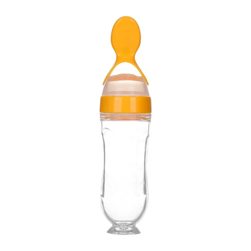 The New 90ml Baby Silica Gel Spoon Baby Infant Feeding Bottle Food Supplement Rice Cereal Spoon Rice Cereal Bottle
