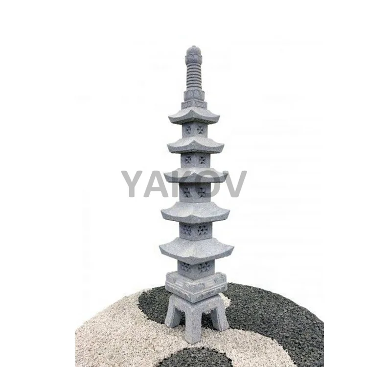 garden decoration grey granite Japanese pagoda Go Ju Tou