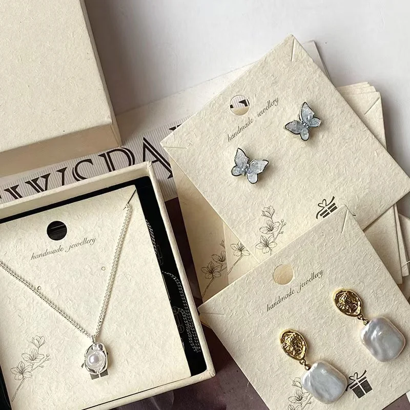 Wholesale Stock Pendant Storage Jewelry Display Paper Card with Custom Embossed Logo Necklace Ring Earring card