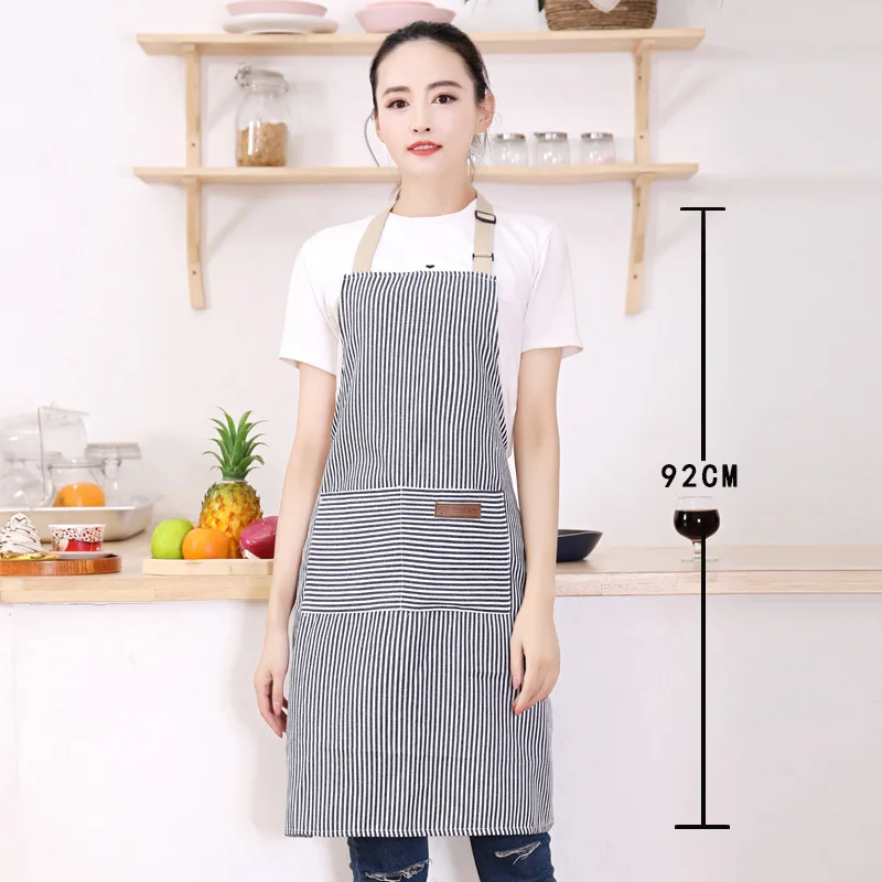 Wholesale Custom Logo unisex cooking  Vintage Ticking Stripe Pattern Red White Bakers Apron Barista Kitchen Aprons Woman