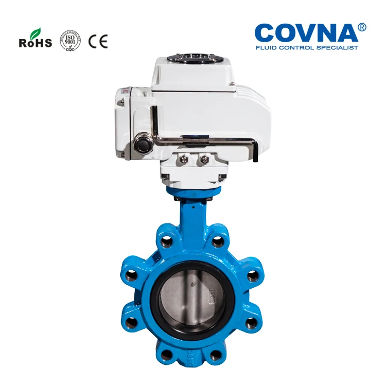 COVNA Electric Actuated Valve Carbon Steel WCB Lug Type Seat Wafer Type Butterfly Pressure Reducing Valve for Water