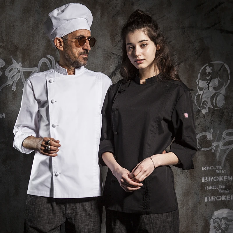 Шахматная куртка шеф-повара с рукавом 3/4 и платьем, плиссированная форма шеф-повара для отелей и ресторанов