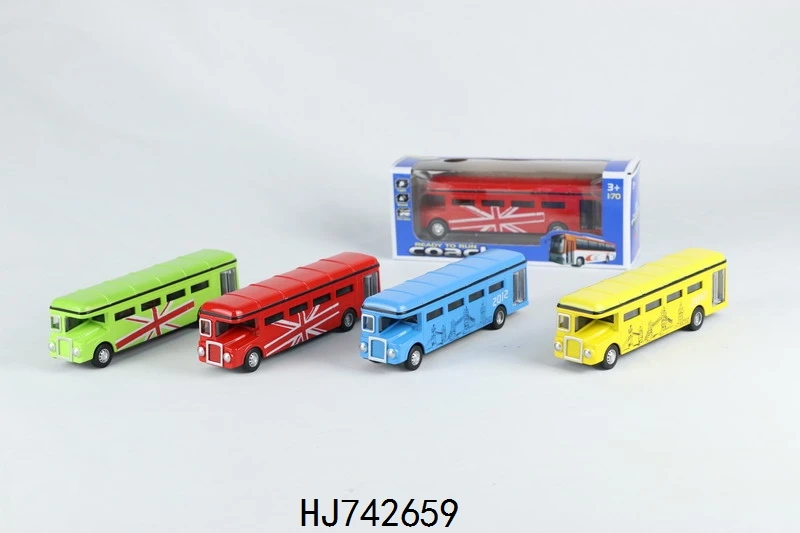 Customized Hot Selling Metal Alloy London Tram Friction Car Diecast Toy Vehicles Pull Back Car Kids Toys
