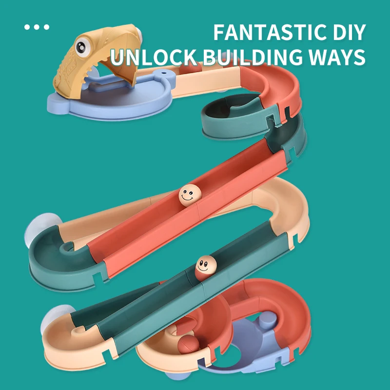 2024 Baby hot sale suction wall water track bathtub toy animal slide waterfall track bathroom toy