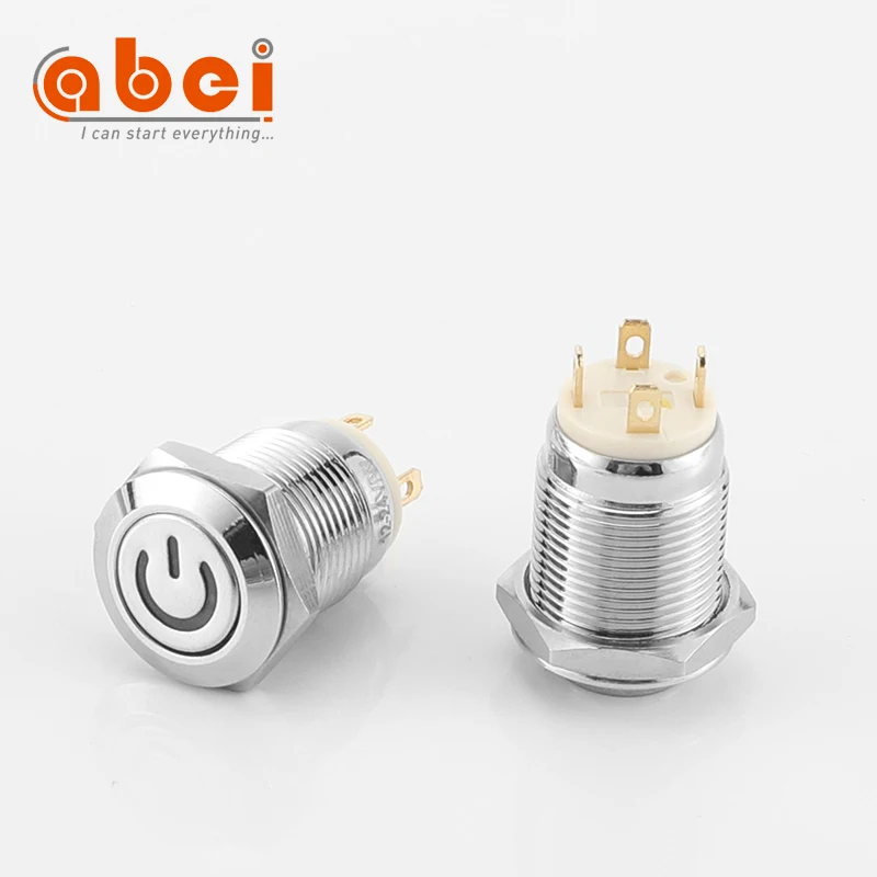 12mm Momentary 1NO Push Button Switch on off switch with power symbol 6V12V