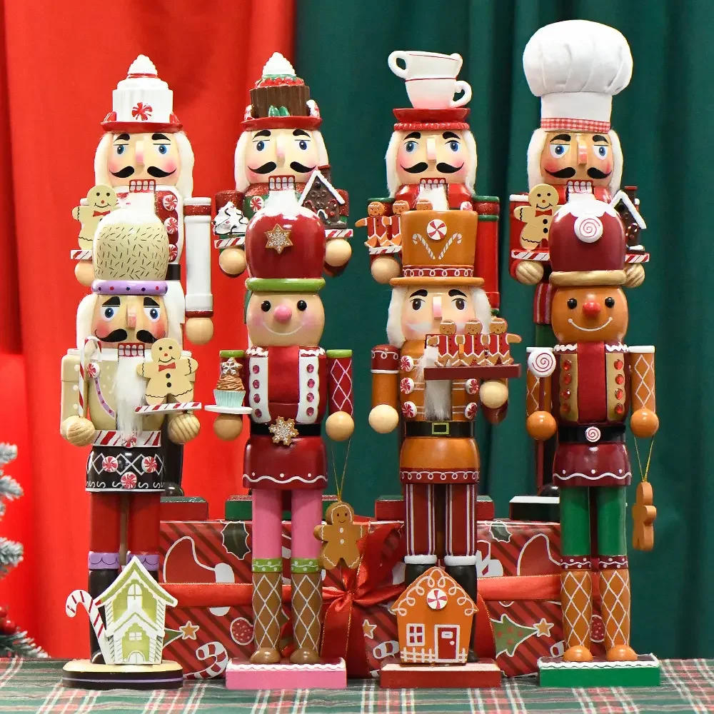 35CM Gingerbread Man Nutcracker Variety Style Popular Christmas Decoration Wooden Nutcracker