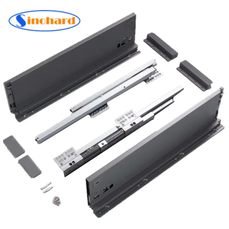 118mm Height Full Extension Soft Close Tandem Box Drawer Guide Double Wall Drawer Slide