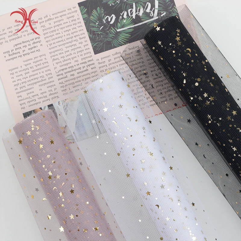 Hot selling star moon yarn Flower Wrapping Mesh florist supplies gift packaging paper for christmas