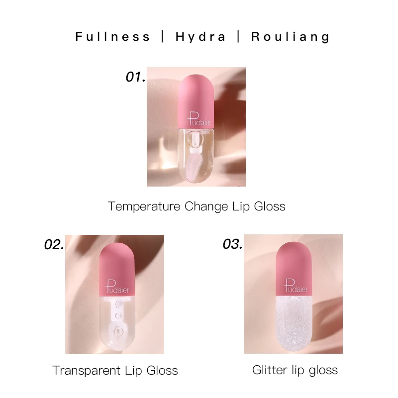 Pudaier Mini  Color Changing Lipgloss Private Label Clear Lips Plumper Oil  Glitter Lip Gloss
