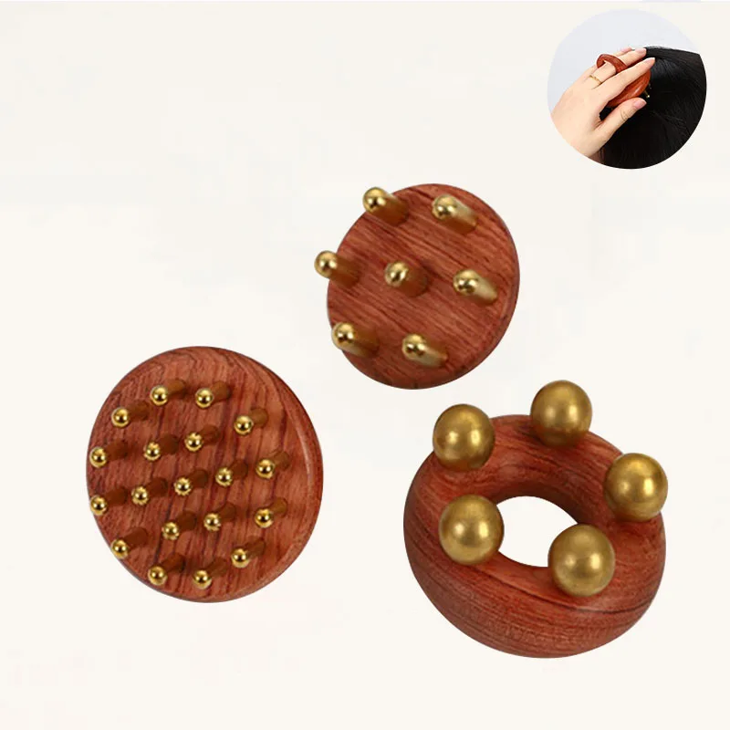 problem solving products massage the meridians to release pressure brass+wooden guasha head massage brush gua sha