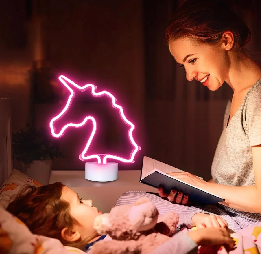 Colorful Battery Usb Powered Animal Desktop Night Lamp Led Unicorn Neon Sign Light For Party Kids Bedroom Girl Table Decoration