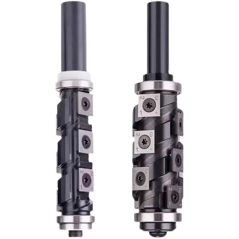 1/2 Shank Replaceable Helical Spiral End Mill Cutter Head For Trimming Wood High Precision Cnc Carbide Router Bit With Bearing
