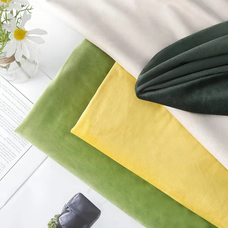 In Stock Item Holland 300gsm solid color shiny type soft feeling plain velvet upholstery for sofa fabric