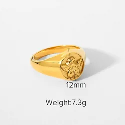 Waterproof Statement Chunky Rings Jewelry 18k Gold Plated Stainless Steel Heart Angel Rings For Women