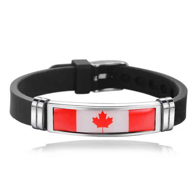 Black Silicone Material Argentina Flag Bracelet Stainless Steel Clasp Unisex Wristband Jewelry Bangle Bracelet For Sports Game