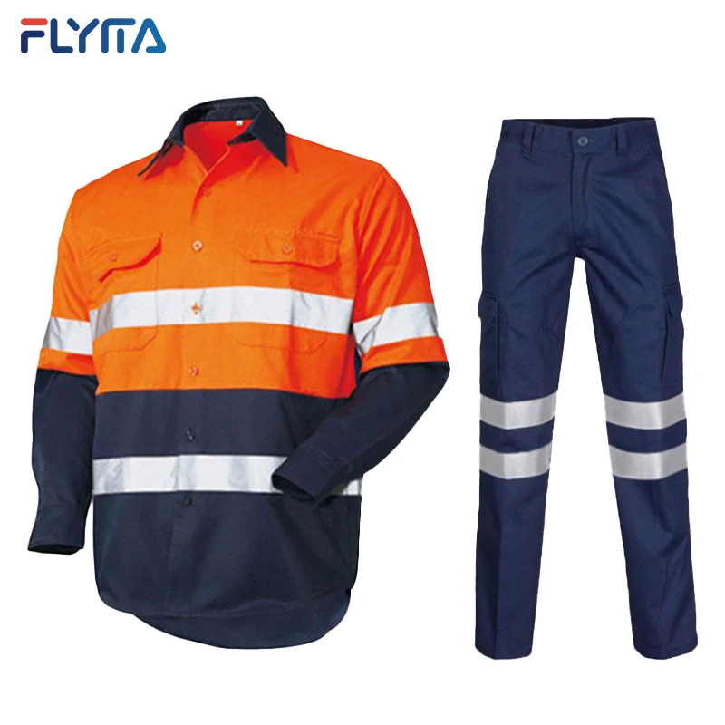 Custom Overalls Mechanic High Visibility Mens Cargo Outdoor Work Cloths OEM Work Wear  Uniform Reflective Safety Clothing