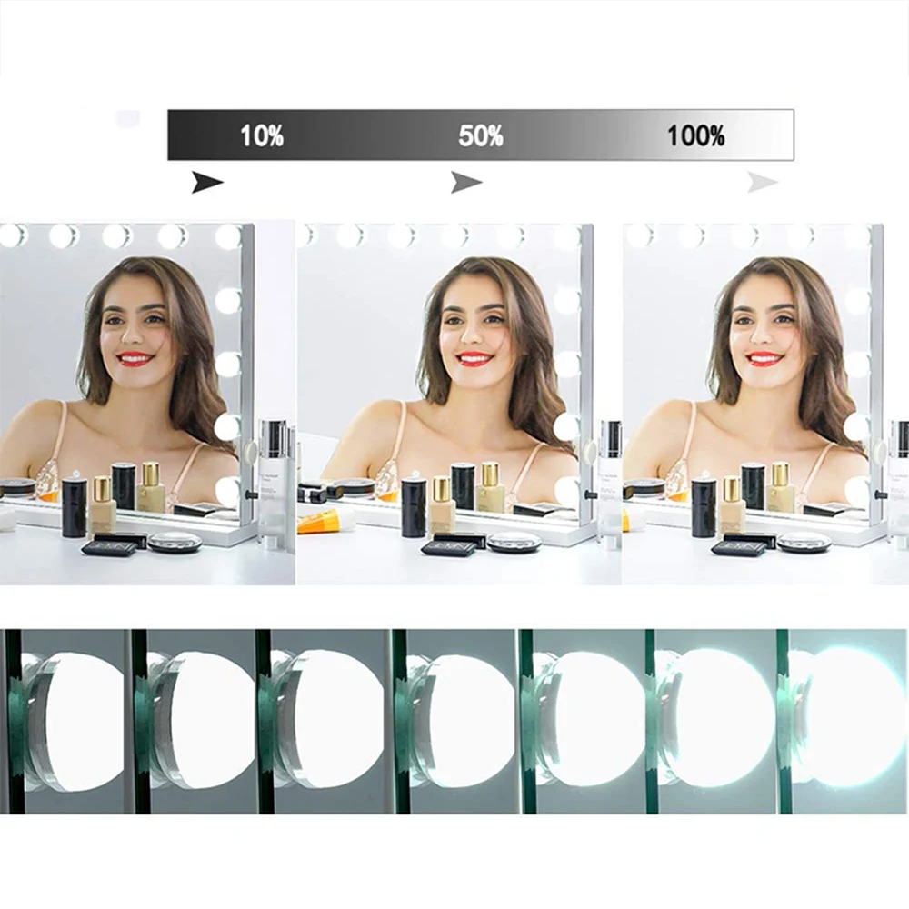 Vanity Light Cosmetic Mirror 18 Bulbs Smart Illuminated Hollywood Led Light Makeup Vanity Mirror