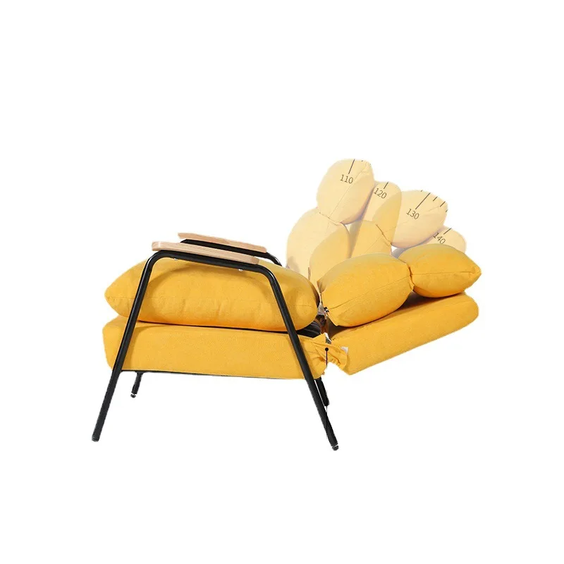 Wood Arm Living Room Sofa Chair Comfortable Soft Angel Adjust Lazy Sofa Bed With Stool Office Break Chair