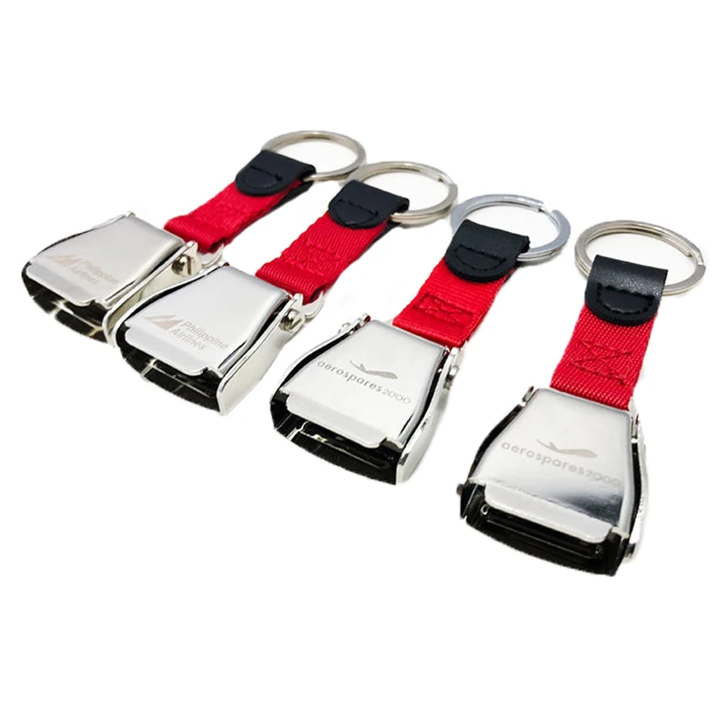 Brand Logo Boeing Airbus Airplane Seat Belt Keychain with Matte Shiny Buckle