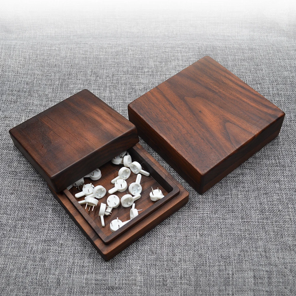 Square Walnut Wood Box Packaging For Storage