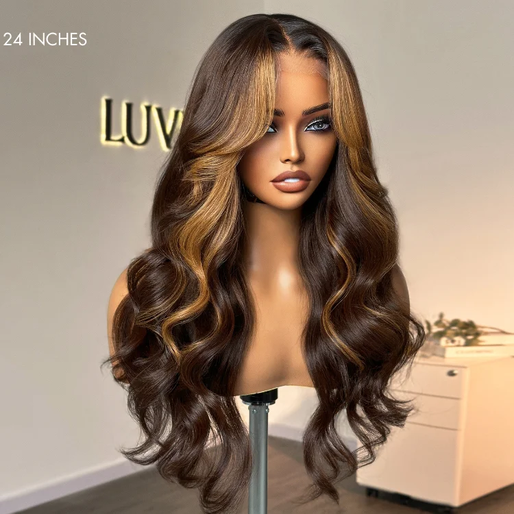 Hot Sale T1B/27 Honey Blonde Piano Color Lace Front Human Hair Wigs,180% Transparent Highlight Long Ombre Wig Vendors