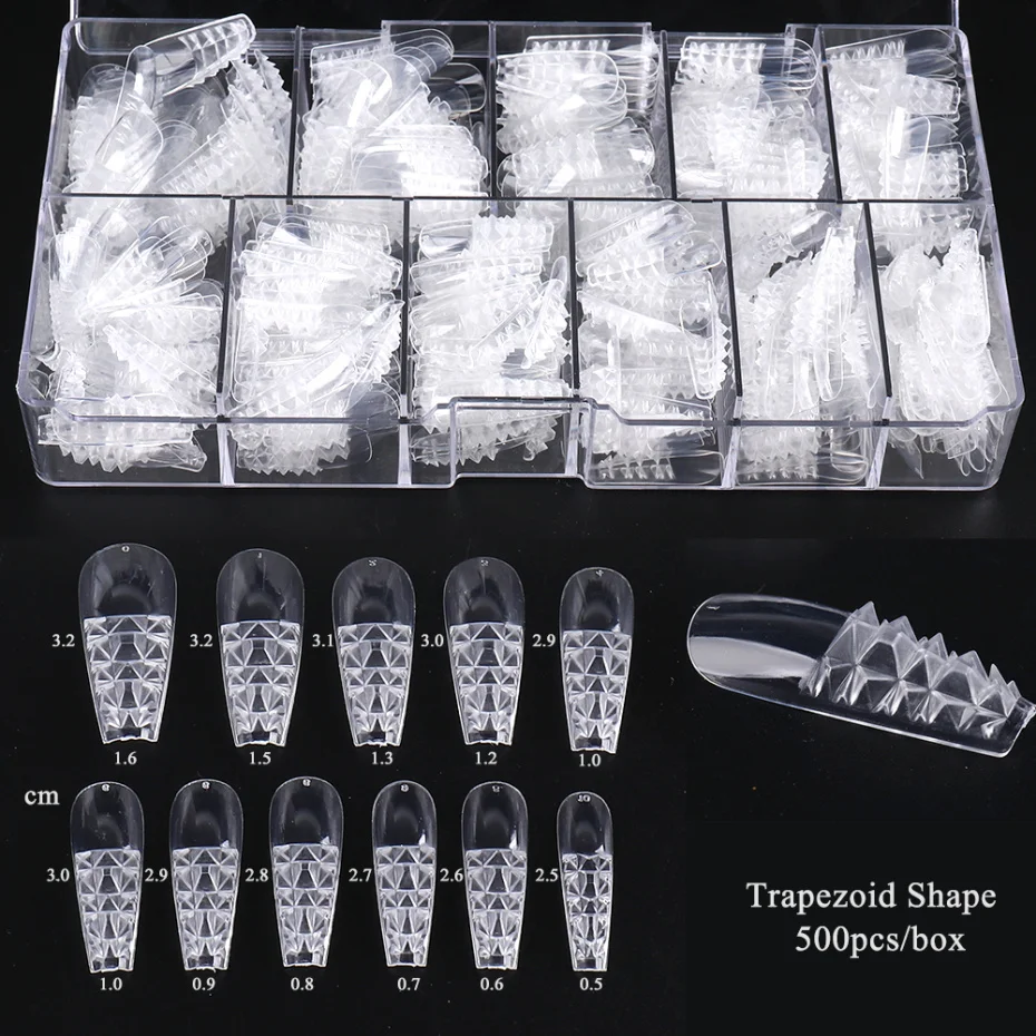 Yimart 500pc Clear Glaze Fake Nail Tips Square Stiletto Coffin Press on Nail Full Cover False Art Nail Capsules for Extension