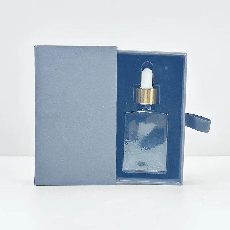 Luxury Custom package  50ml Square Smooth Face Serum Bottle 30ml 50ml 100ml Essential Oil Glass Dropper Bottle With black Box