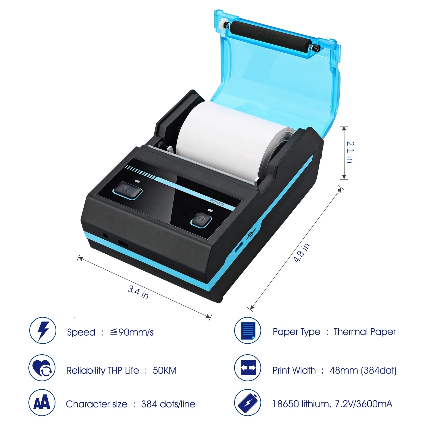 MHT-P5801 New arrival mini 58mm blue tooth handheld thermal receipt printer thermal mini pos receipt printer
