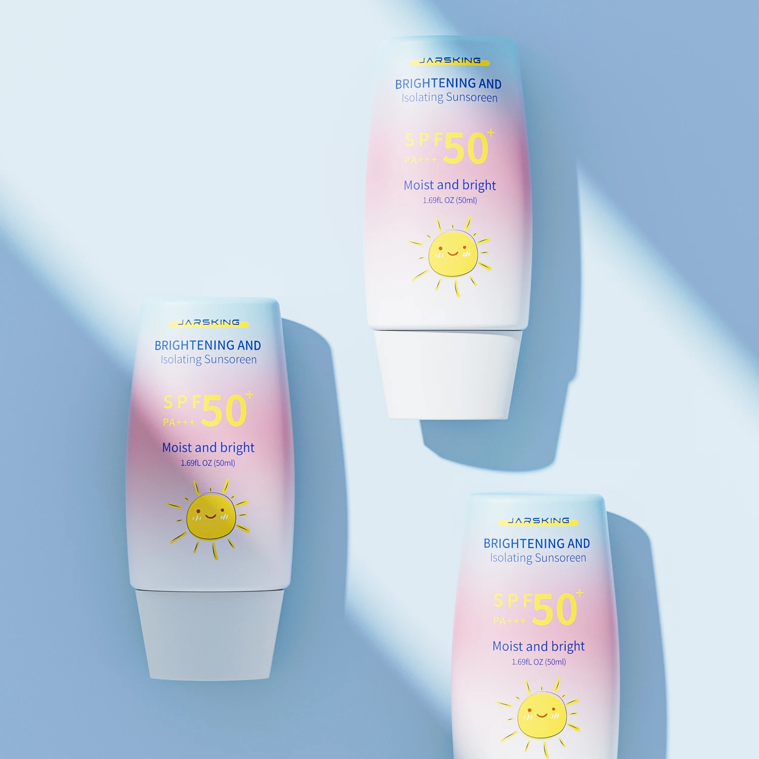 Luxury flat oval shape PE plastic cosmetics bb cream sunscreen squeeze bottle 30ml 50ml for sunscreen