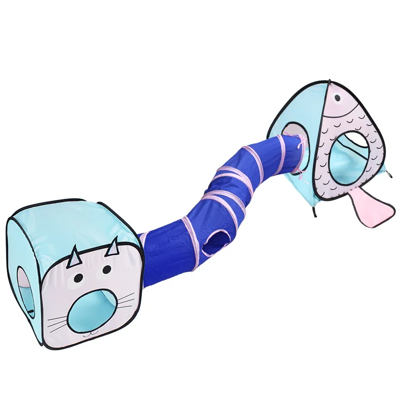 PiCiPaw 3-in-1 Cat Tunnel Bed for Indoor Pop Up Collapsible Pet Cube Tent House Toys