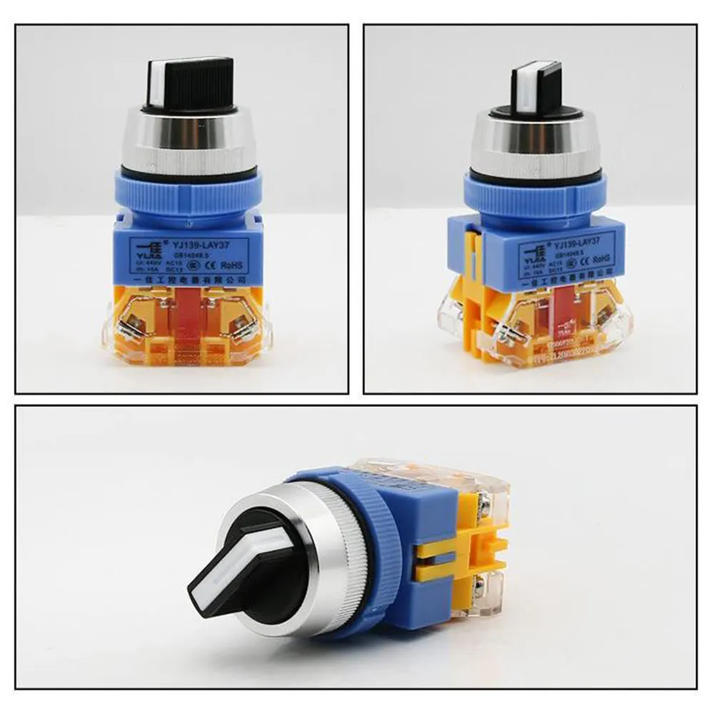 Rotary  black second gear third gear lay37 series 30mm  start stop plastic push button switch without led