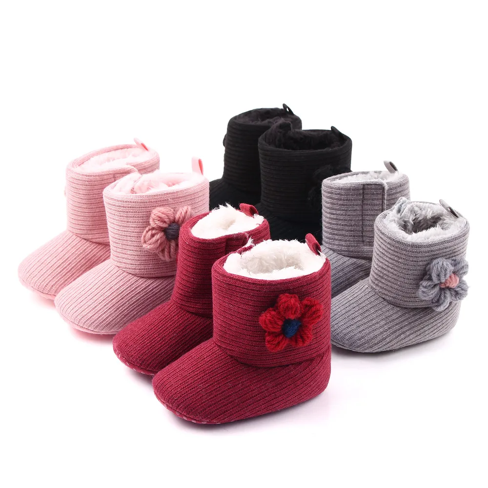 
 New arrival flower warm baby winter shoes baby winter booties for girl  