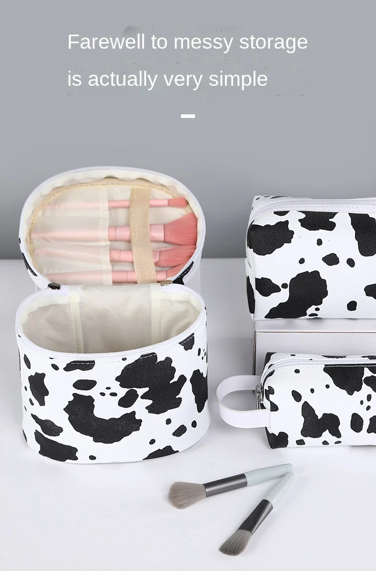 Waterproof toiletry bag for ladies on business trip Airplane Makeup bag Portable travel bag the cow grain Case