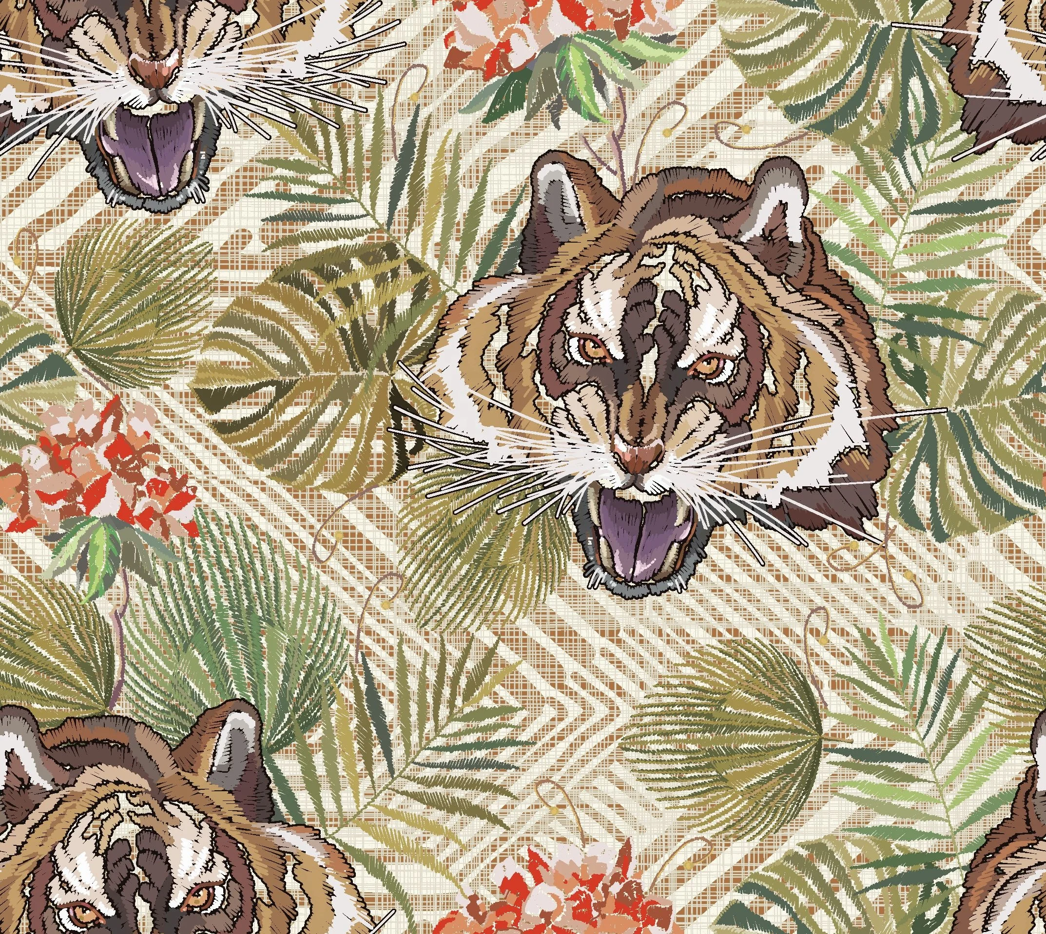 Duck Giraffe Tiger Leopard Tropical Animal Custom Print Canvas Cotton Fabric For Bags Shoes Home Textile