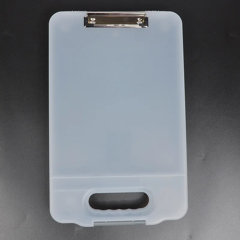 Custom logo File Clipboard A4 Plastic Nursing Folding Writing Board Metal Clip Board Storage  Plastic Box With Storage