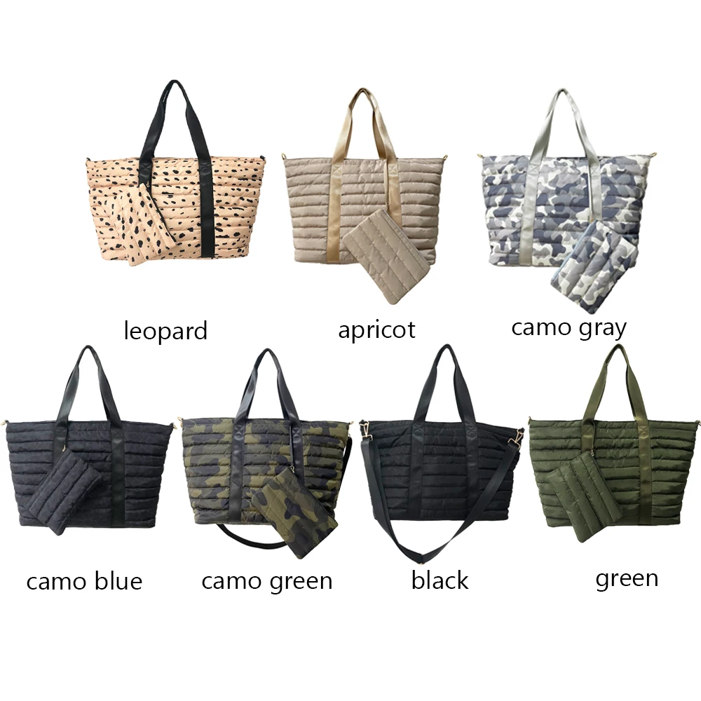 For Winter Cozy Matte Nylon Oversize Quilted Puffer Tote Bag Hand Bag