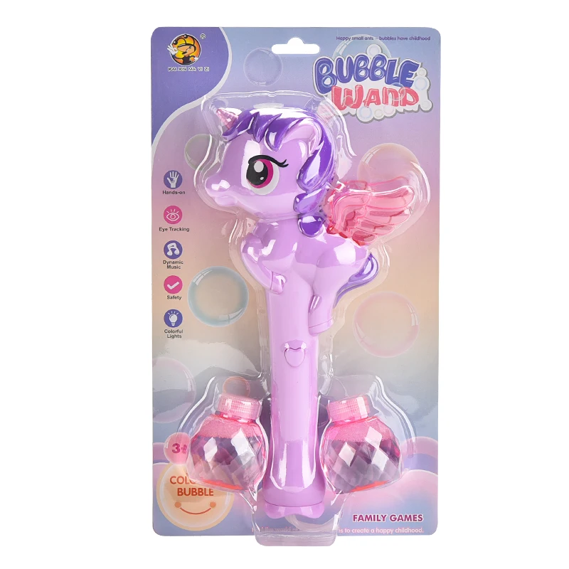 Hot summer bubble kid toy soap unicorn bubble toy wand colorful light up unicorn bubble wand