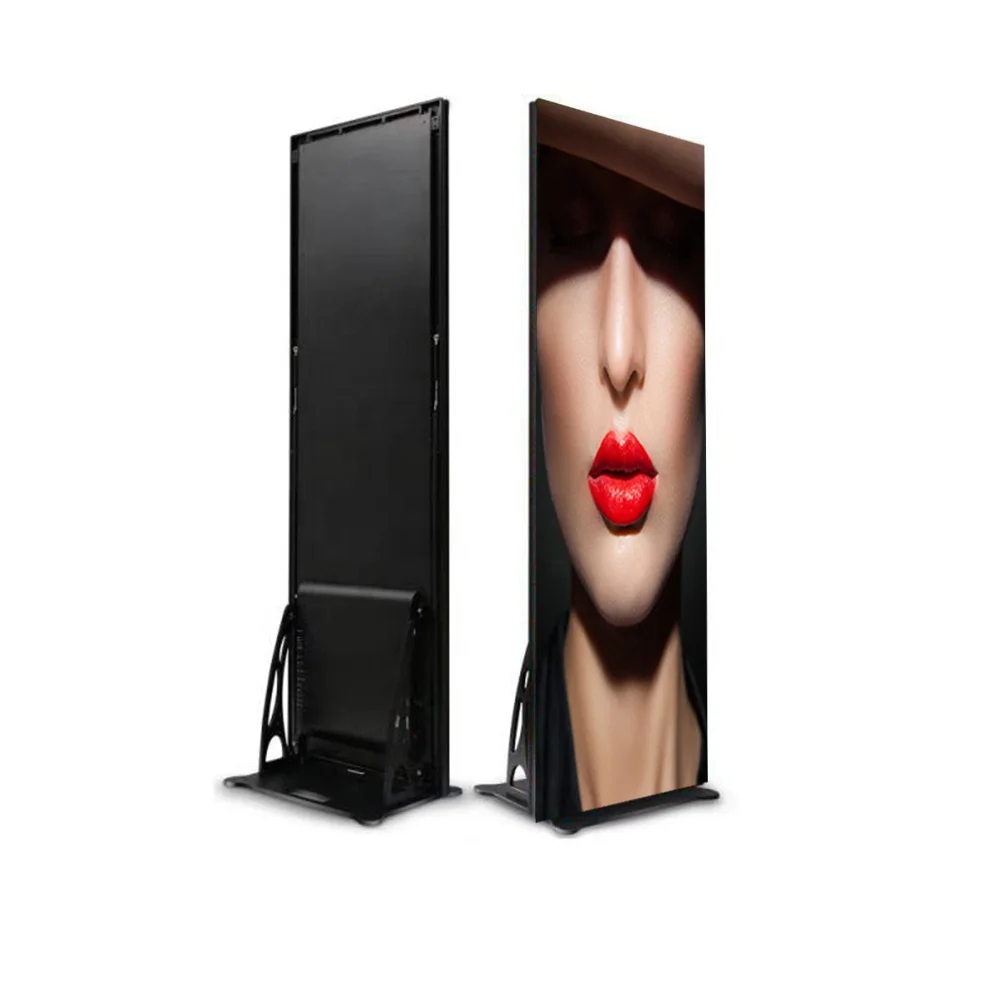Indoor portable led mirror screen floor standing advertising P2.5 HD LED poster