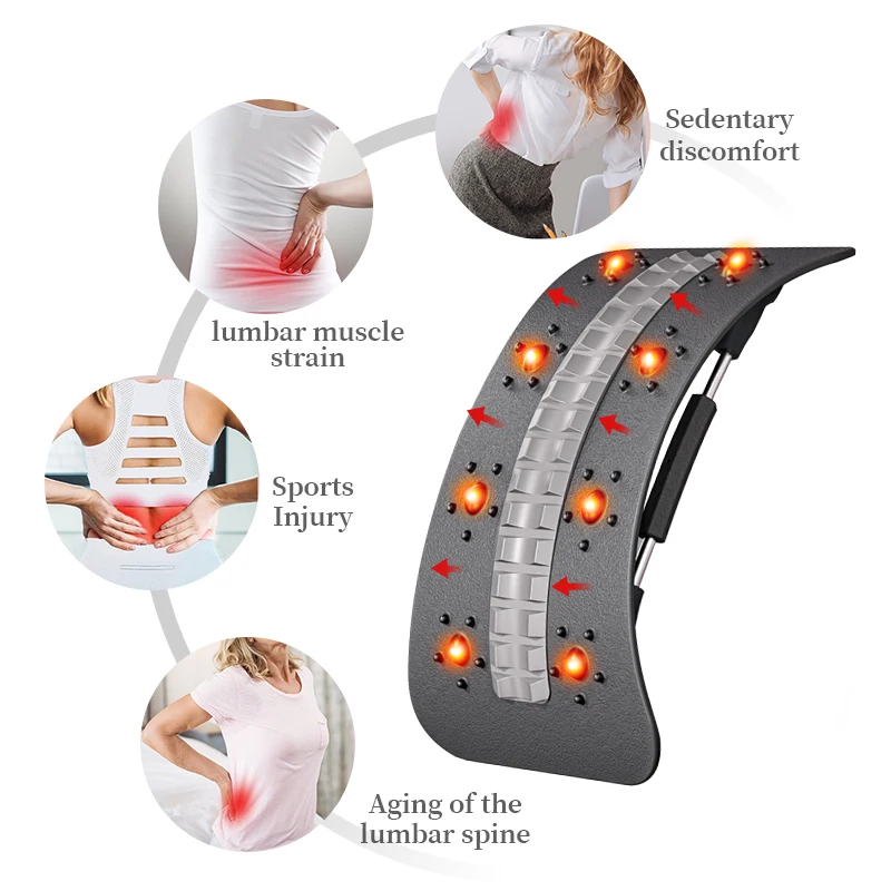 High Quality Back Stretcher Orthopedic Back Lumbar Support Stretch Acupuncture magnetic therapy Massager Lower Back Stretcher