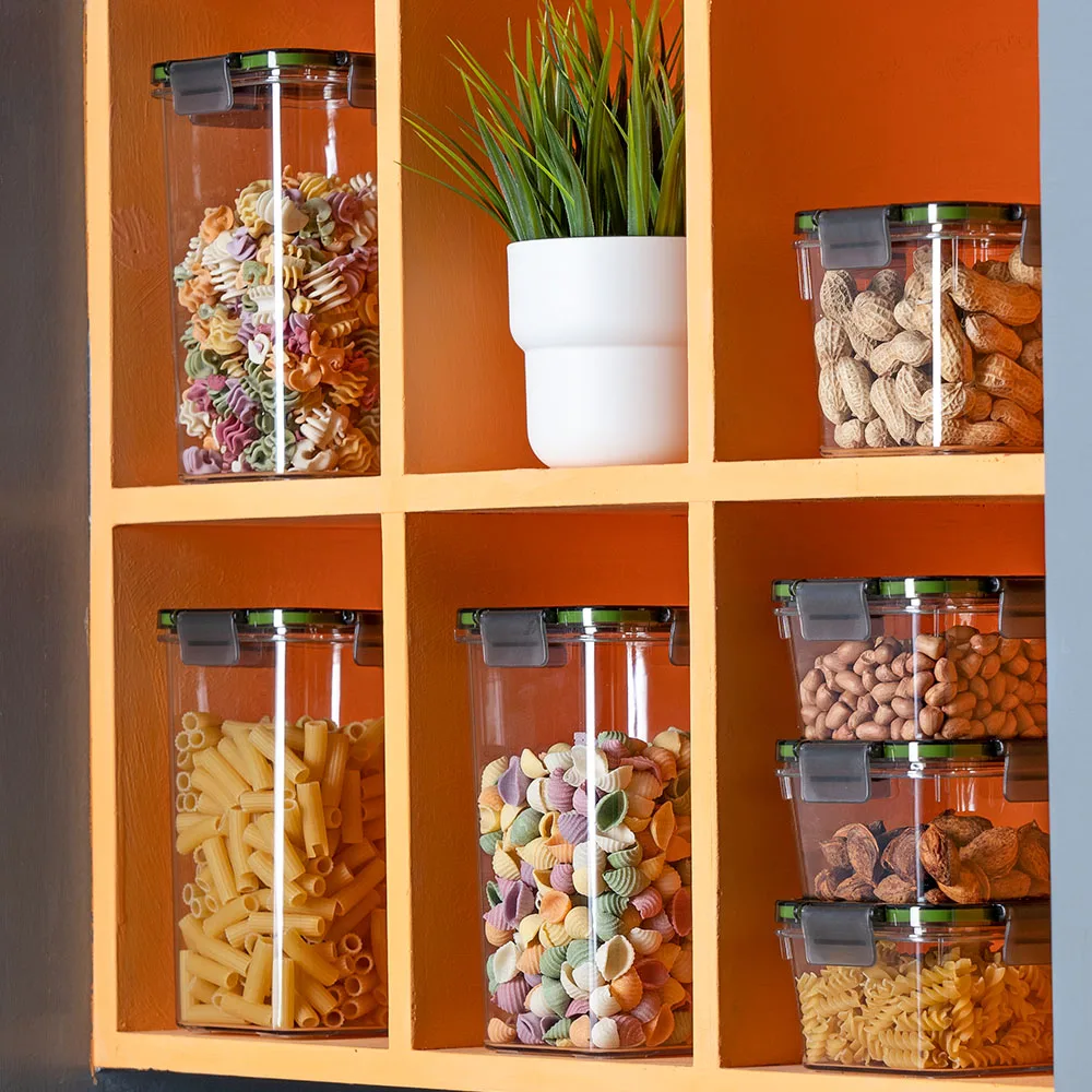 BPA-free plastic food storage container storage jars set kitchen storage box with lid