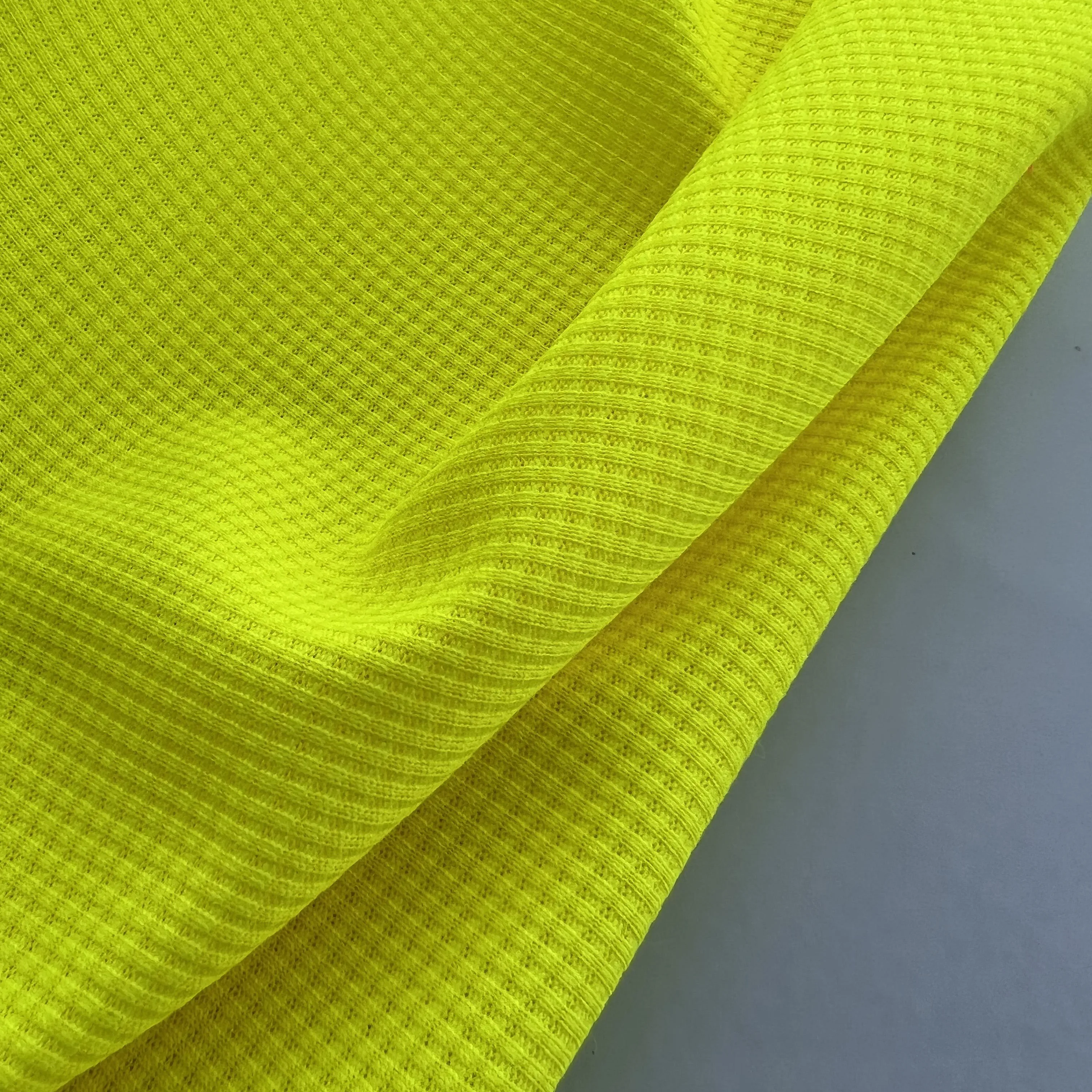 Good Quality 100% Polyester Walf Checks Yellow Neon Fabric Fluorescent Safety Vest Breathable Fabric