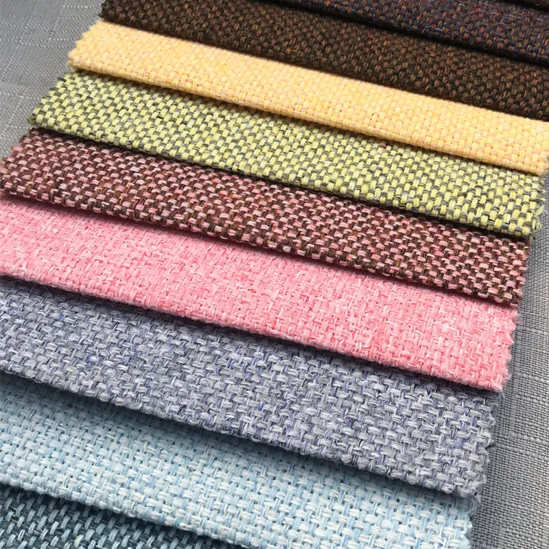 New coarse linen yarn-dyed sofa fabric imitation cotton linen interwoven plain weave small fresh pillow cloth cushion cloth