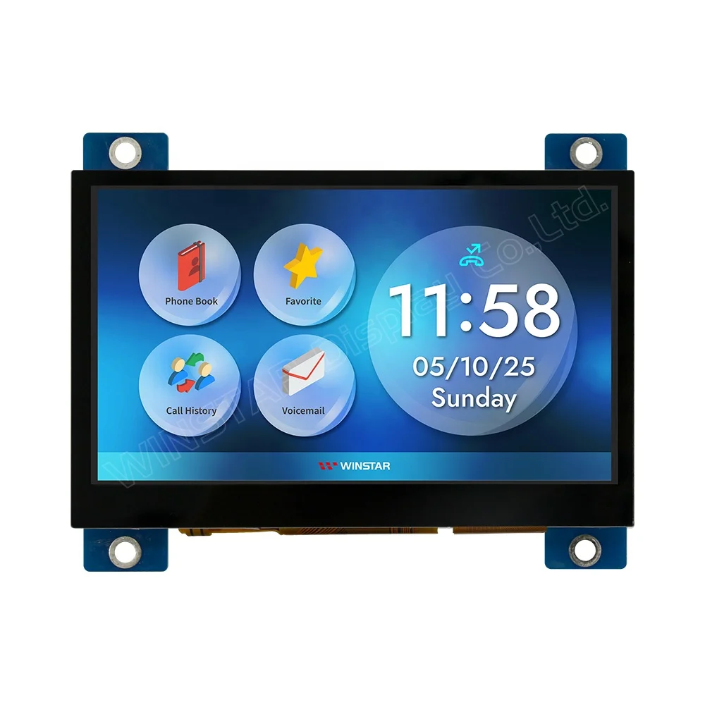 480x272 Winstar 4.3 inch For DVI Signal High Brightness TFT Display with PCAP 480x272