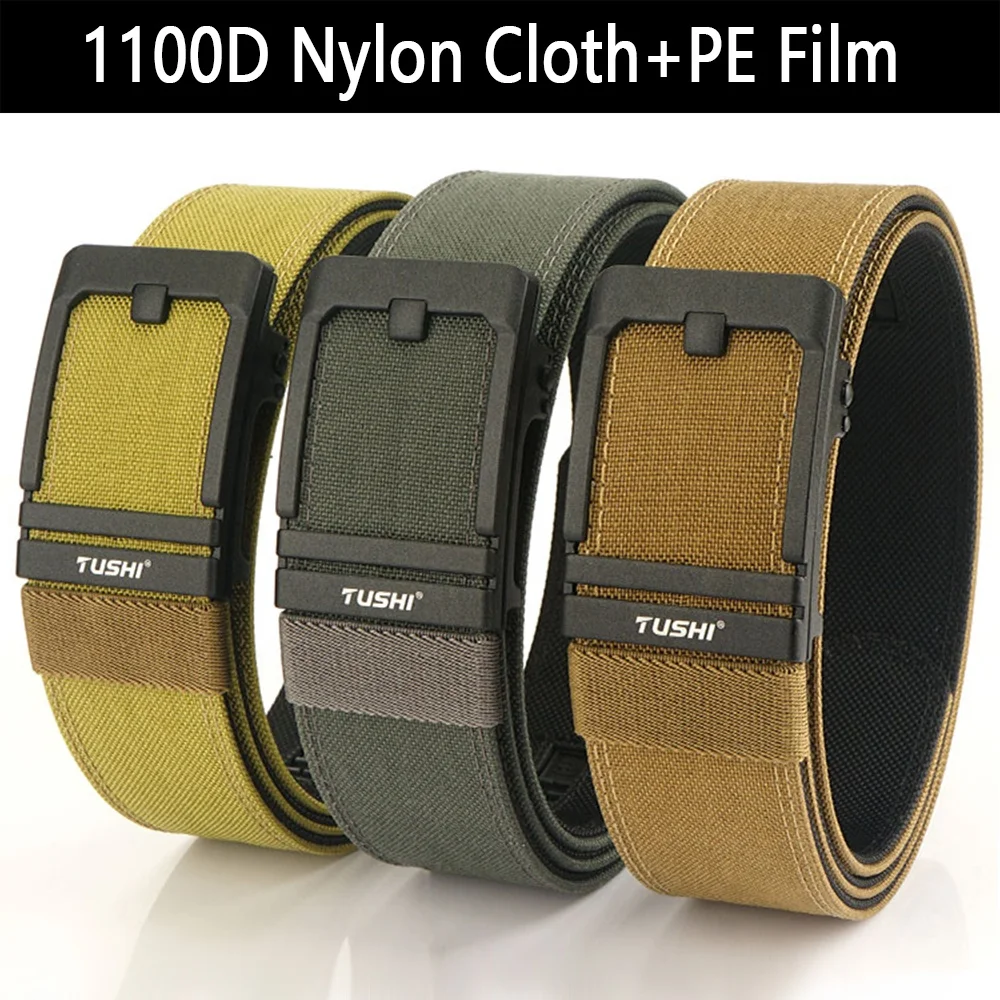 wholesale Custom 1.5 inch Thickened 1100D Nylon Automatic Track Men hard Tactical Belt Ratchet Gun Belt Suitable for outdoor us